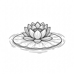 Fototapeta premium Elegant water lily illustration, perfect for peaceful designs and mindful projects, conveying serenity and natural beauty with delicate artistic detail