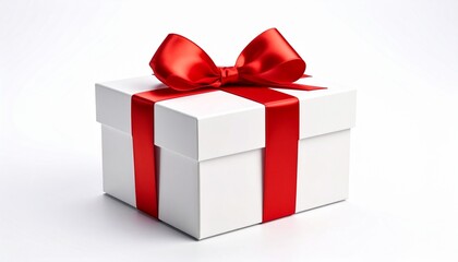 Obraz premium Gift Box With Red Ribbon Isolated On White Background