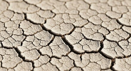 Close-up view of cracked earth, showcasing intricate patterns of desiccation.