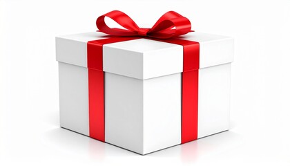 Fototapeta premium Gift Box With Red Ribbon Isolated On White Background