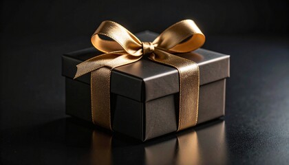 Closeup Shot Of A Small Gift Box On A Black Surface