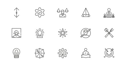 Fototapeta premium Vector Icons Set of Business and creative concepts thin line icons set for web and mobile. EPS Editable