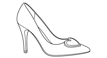 Elegant high heel shoe outline isolated on transparent background