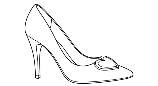 Elegant high heel shoe outline isolated on transparent background