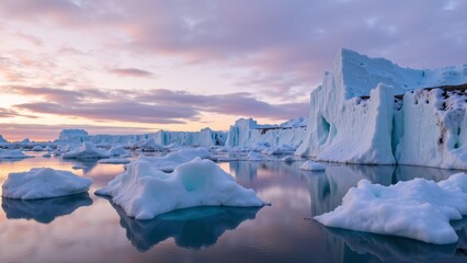 The magnificent evening sun of polar glaciers