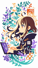 PCを操作する女の子