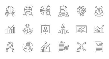 Vector Icons Set of Business Management and Human Resources Line Icon Set 3. EPS Editable
