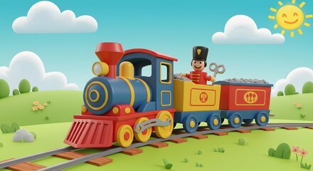 Naklejka premium Toy train on track