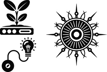 Sustainable growth and innovation concept with thriving plant and bright idea symbol