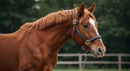 Fototapeta premium Red horse profile outdoors