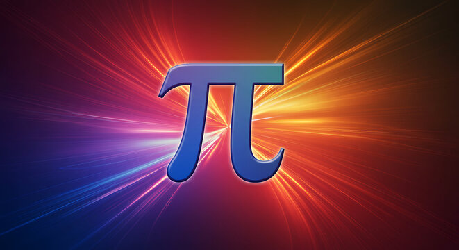 Mathematical Pi Symbol with a Vibrant Burst Background. - Powered by Adobe