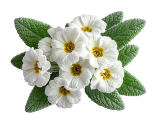 Fototapeta premium Angled Side View of Flannel Flower Cluster with Leaves, Transparent Cutout PNG