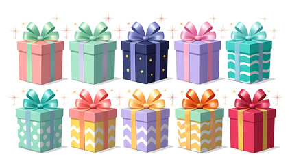 set of colorful gift boxes