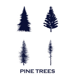 Fototapeta premium set vintage pine tree collection silhouette vector art