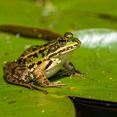Obraz premium Frog resting on lily pad (1)