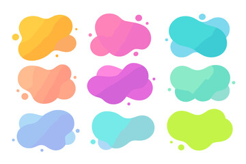 Organic fluid shapes collection, colorful abstract vector design elements with transparent background, modern liquid blobs set for graphic design, creative shapes illustration