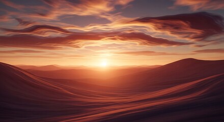 Serene crimson landscape beneath the soft luminance of celestial dawn