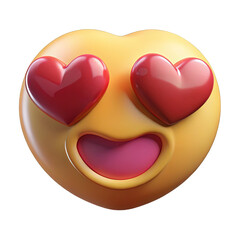 3D Heart Eyes Emoji - Love & Valentine's Day Symbol