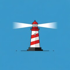 Minimalist Lighthouse Illustration Guiding Light and Coastal Symbolism in Simple Design