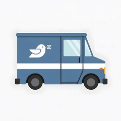 Express courier van with a bird logo symbolizing fast package delivery service. A flat vector illustration for shipping and logistics business isolated on a white background