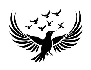 Fototapeta premium Bird Silhouette logo with white backgroun