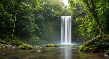 Tropical waterfall in lush forest