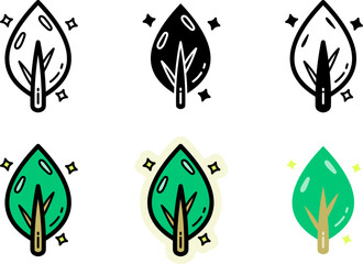 Tree Icons Set Monochrome and Colorful Variations