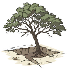 there is a tree that is standing in the middle of