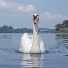 Majestic swan on a calm lake