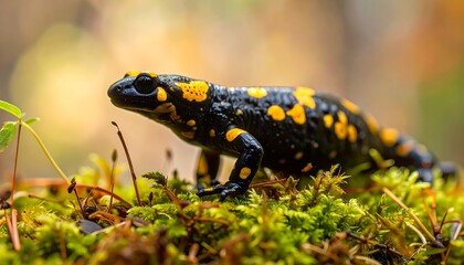 Fototapeta premium Close-up of a salamander in a forest