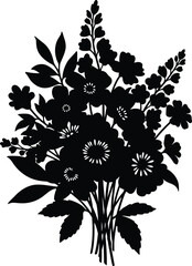 Elegant floral silhouette bouquet design vector art vintage romantic decorative element vector