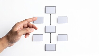A hand interacting with a mind map, highlighting strategic planning and visual organization.