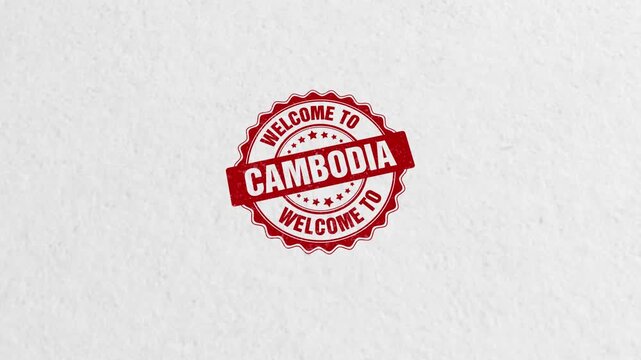 Welcome To Cambodia Golden Stamp Seal Animation Background