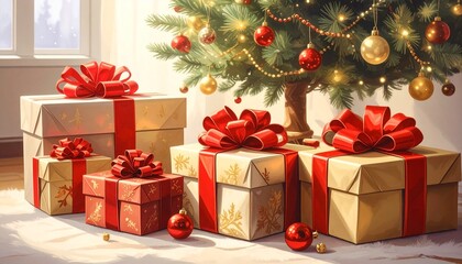 Christmas Gift Boxes – Festive Holiday Scene