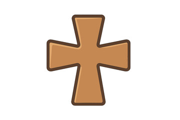 Obraz premium Cross pattée vector icon. Christian religious symbol of faith. Medieval Knights Templar heraldic sign. Cartoon illustration for game asset, logo or UI element. Flat design.