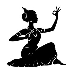 Indian Classical Dancer Silhouette Vector