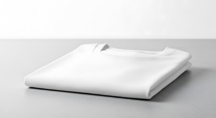 Folded White T-shirt on Gray Surface Simple Apparel Mockup