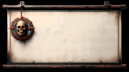 Antique Skull Crest with Blank Parchment Label Template