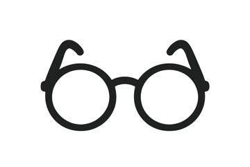 Round glasses icon silhouette. Eyeglasses vector symbol. Vintage, retro, hipster, or nerd style eyewear. Optical frame for vision and sight. Fashion accessory concept.