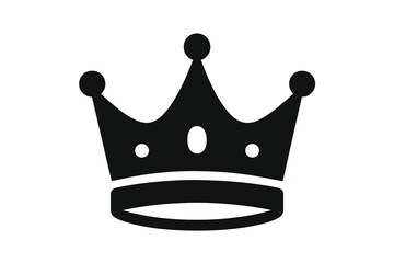 Crown icon silhouette. Royal king or queen symbol. Simple black vector illustration for logo or emblem. Concept of power, majesty, luxury, and leadership. Flat design element isolated.