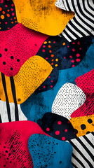 Vibrant Abstract Textile Pattern with Retro Film Aesthetic