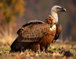 Majestic vulture in autumnal landscape