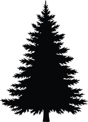 Isolated silhouette evergreen fir tree vector graphic art natural woodland plant vector