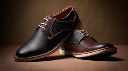 Handmade leather shoes displayed with meticulous craftsmanship on a neutral studio background.