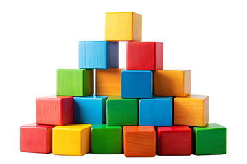 Fototapeta premium Colorful Wooden Blocks Stacked in a Pyramid Shape building stacking isolated on a transparent background