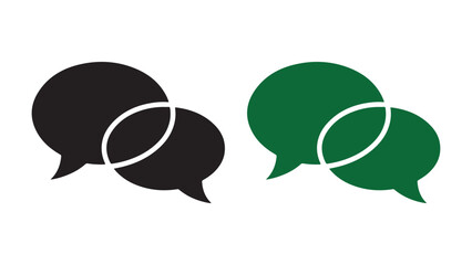Double Chat Bubble Icon in Black and Green – Minimal Conversation Symbol