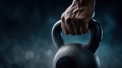 Hand holding kettlebell