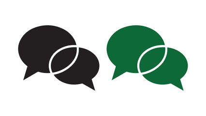 Two Chat Bubbles Icon in Black and Green – Communication and Message Symbol