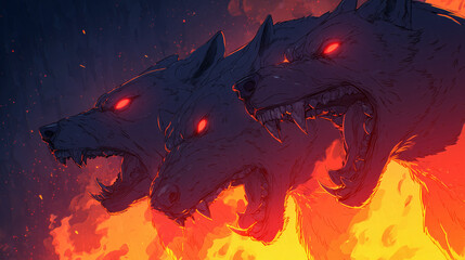 Cerberus, the furious mythological dog