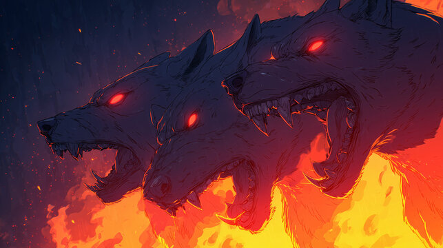 Cerberus, the furious mythological dog
